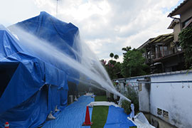 延焼防止ライン試験放水